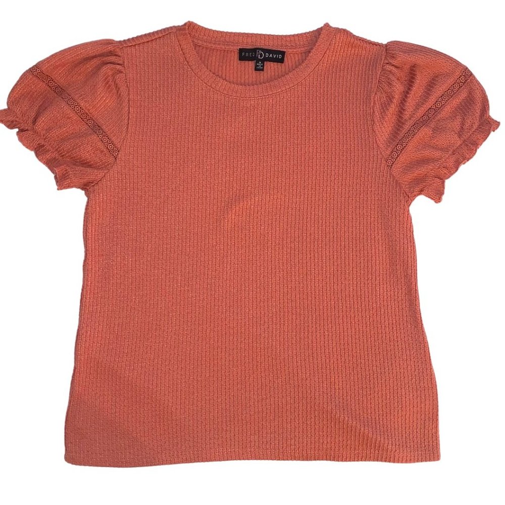 Women Knit Top Short Sleeve Sandy Brown Size M